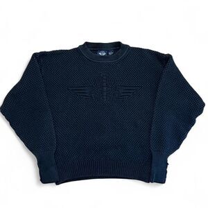 Rare embossed Dockers Men's Black made in usa crewneck knit